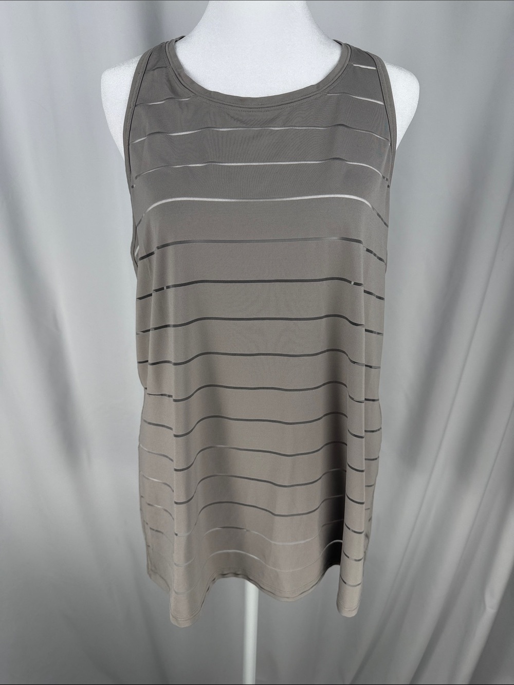 Athleta Gray Striped Racerback Athletic Tank Top Size Large